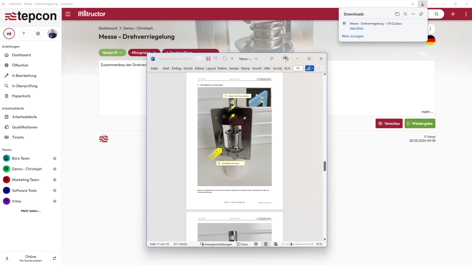 Anleitungs- & Arbeitsablaufexport foto