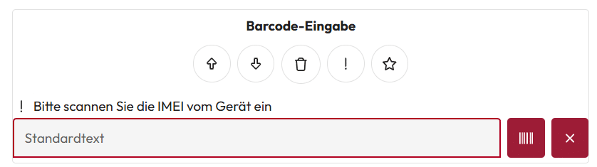 Screenshot: Barcode scan form field