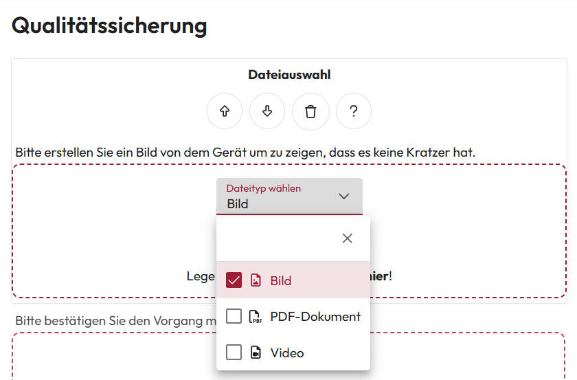 Screenshot: Media upload form field